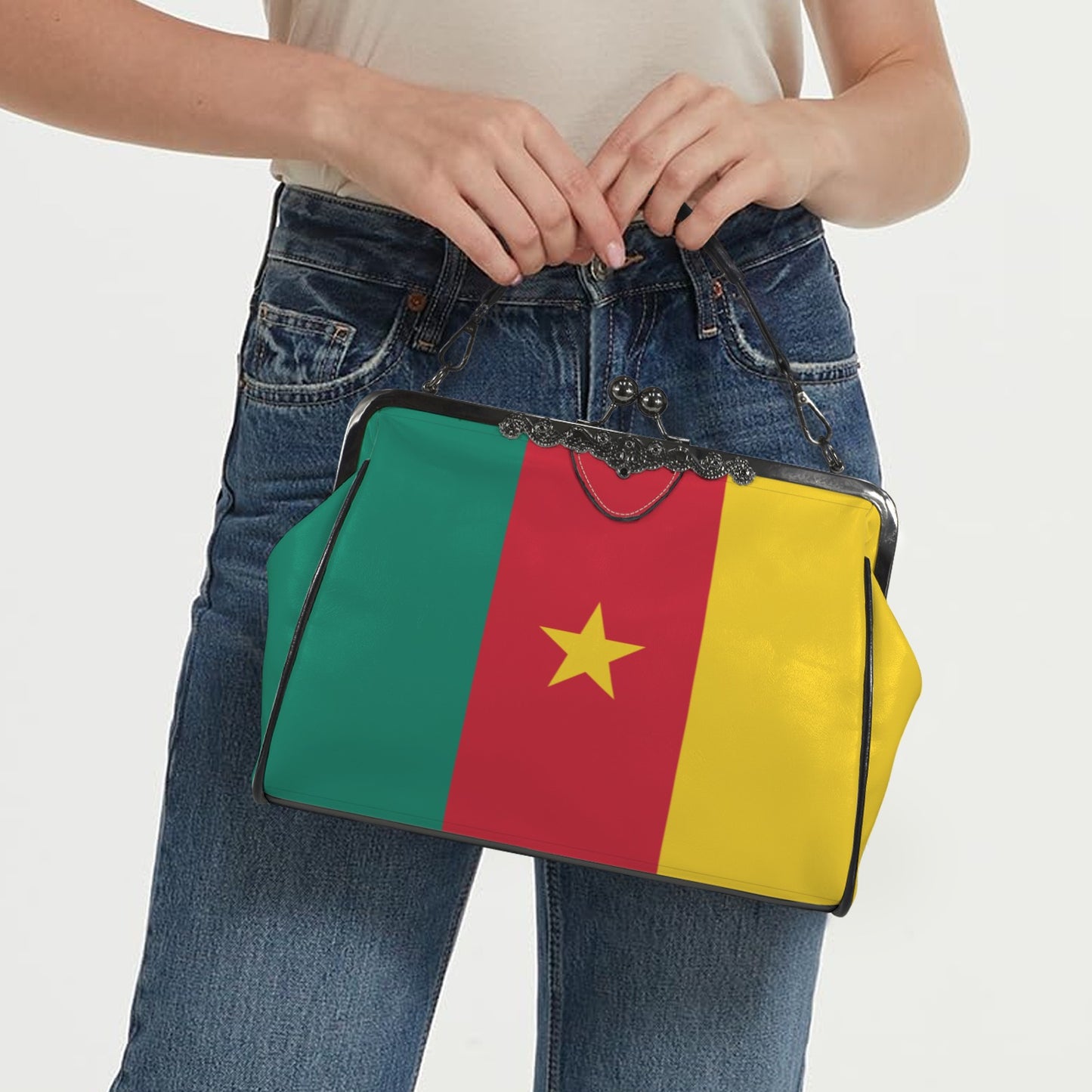 Cameroon Flag Inspired Kisslock Crossbody Shoulder Bag