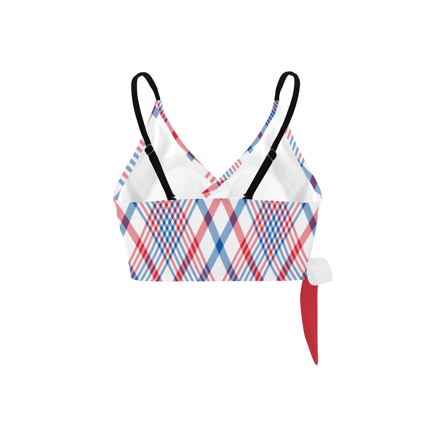 USA/American Flag Inspired Plaid Pattern Knot Side Bikini Top