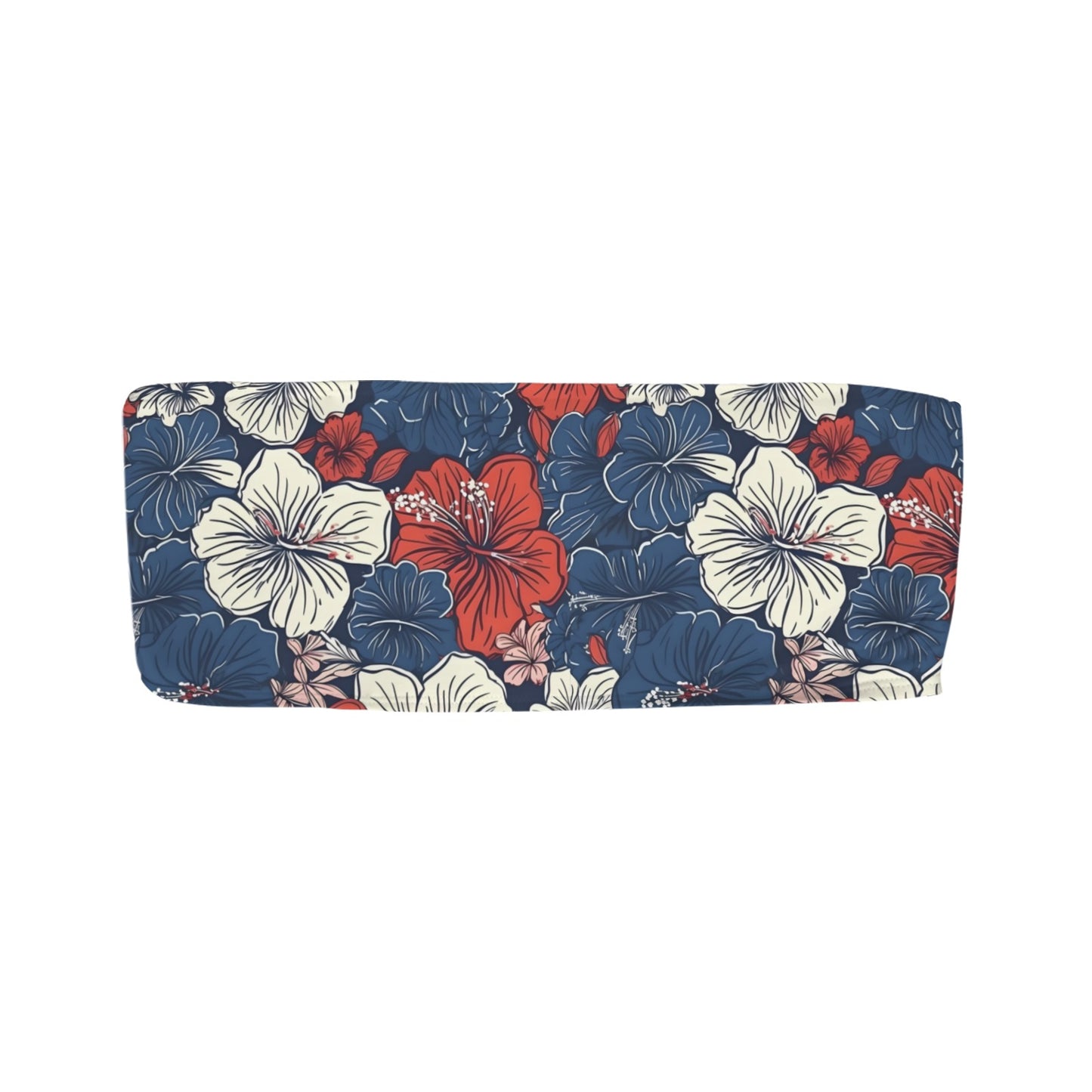 USA/American Flag Inspired Hawaiian Floral Pattern Flag Inspired Bandeau Tube Bikini Top