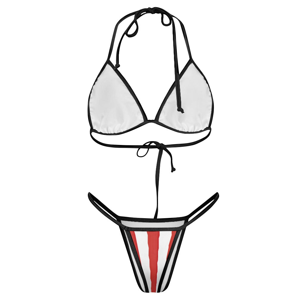 USA/American Flag Inspired Women's Triangle Bikini with Thong Bottom Style-2