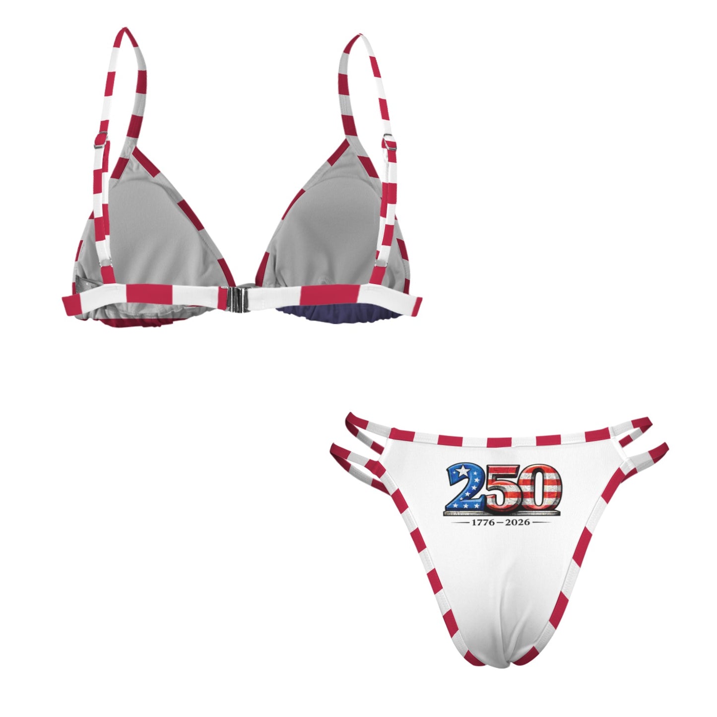 America 250 Year Anniversary Betsy Ross Flag Inspired V Neck Triangle Bikini Sets