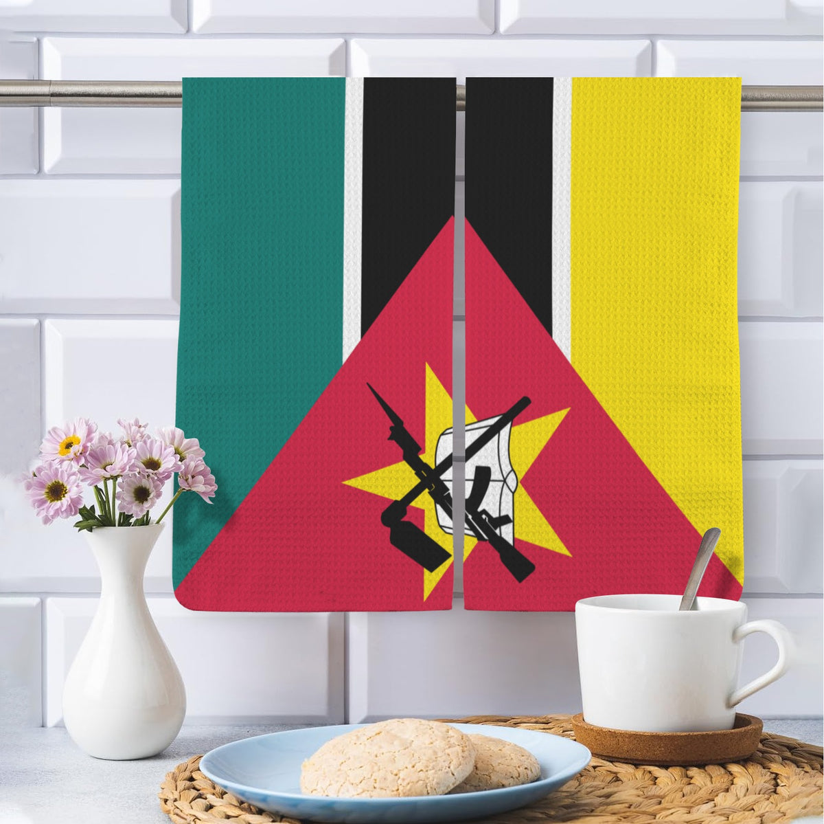 Mozambique Flag Inspired Kitchen Towel 40X60cm (Pack of 2) | Printed In the USA