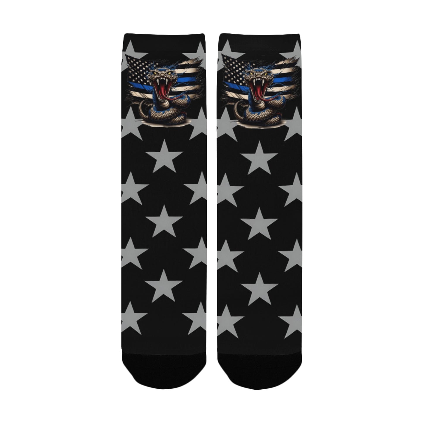Thin Blue Line Flag Inspired Snake Women's Custom  Socks | Ships from USA