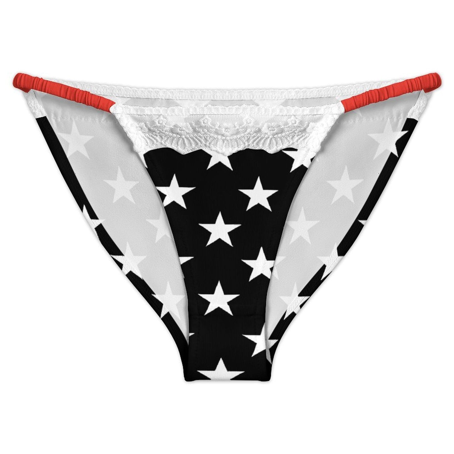 Thin Red Line Flag Inspired Lace Trim Underwear