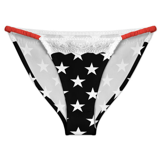 Thin Red Line Flag Inspired Lace Trim Underwear
