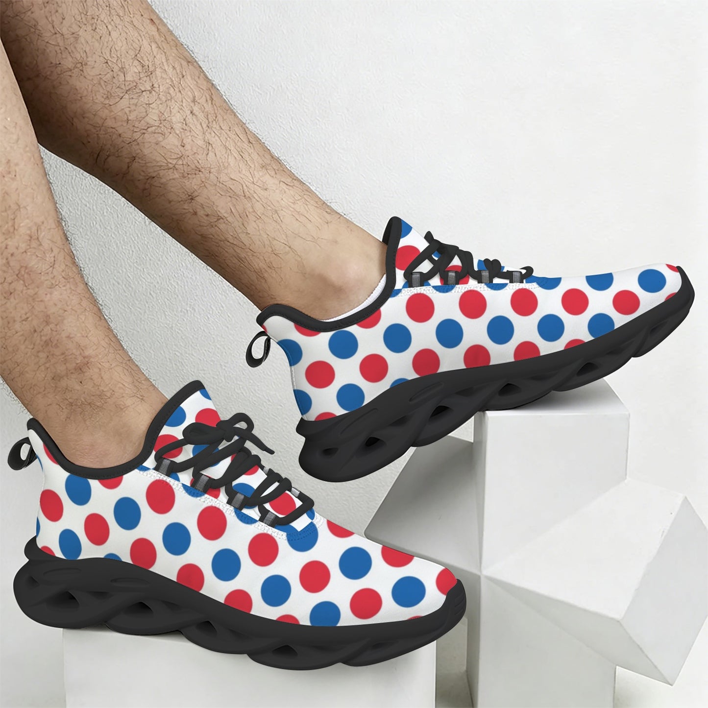 USA/American Flag Inspired Polka Dot Pattern Men's Twisted Sole Sneakers