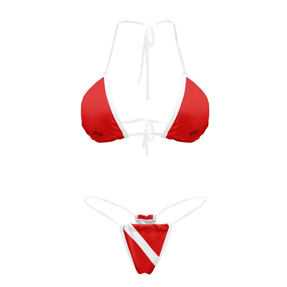 Diver Down Flag Inspired Transparent string bikini