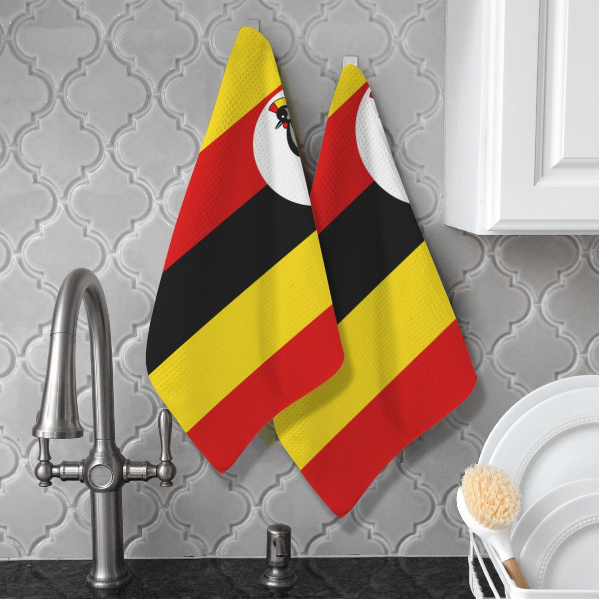 Uganda Flag Inspired Kitchen Towel 40X60cm (Pack of 2) | Printed In the USA