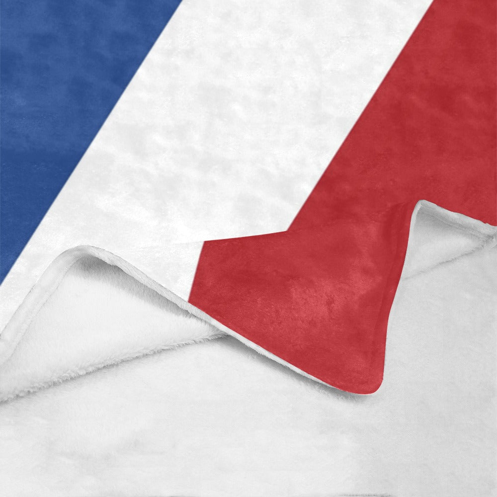 [Luv My Flag] blanket with French flag design, folded corner.