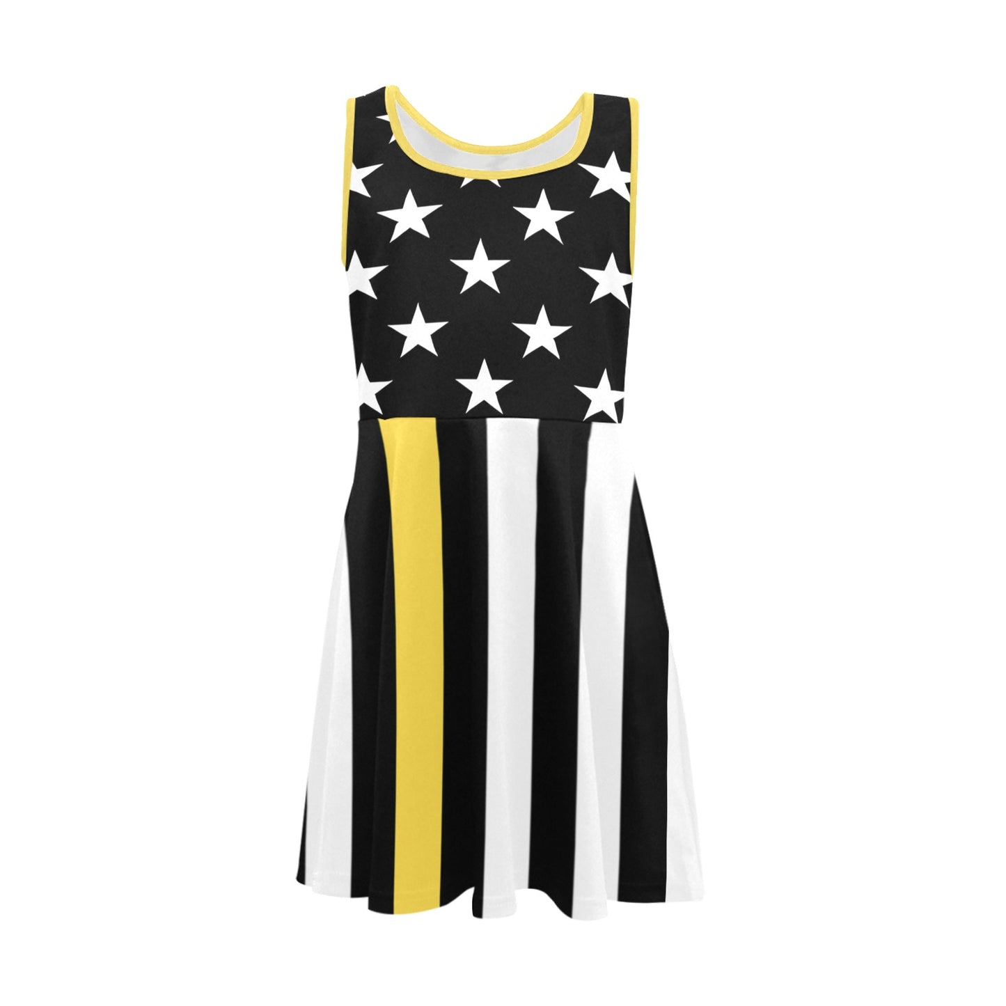 Thin Gold Line Flag Inspired Girls' Sleeveless Sundress | Ships from USA