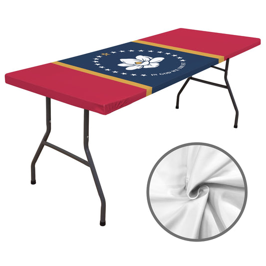 Mississippi Flag Inspired Custom Elastic Fitted Tablecloth 72x30 inch (Made in the USA)