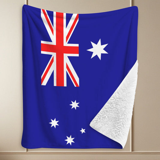 Australia Flag Inspired Sherpa Fleece Blanket 90" x 108" | Printed in the USA
