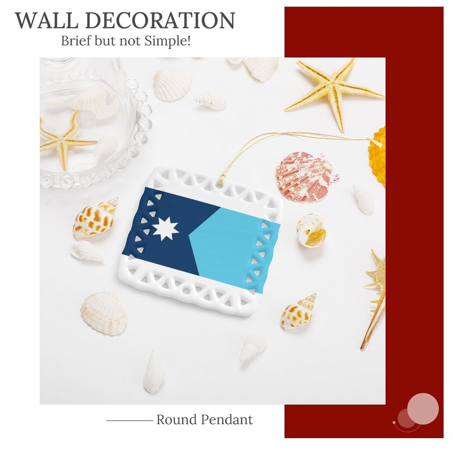 Minnesota Flag Inspired Square Ceramic Ornament Made in the USA