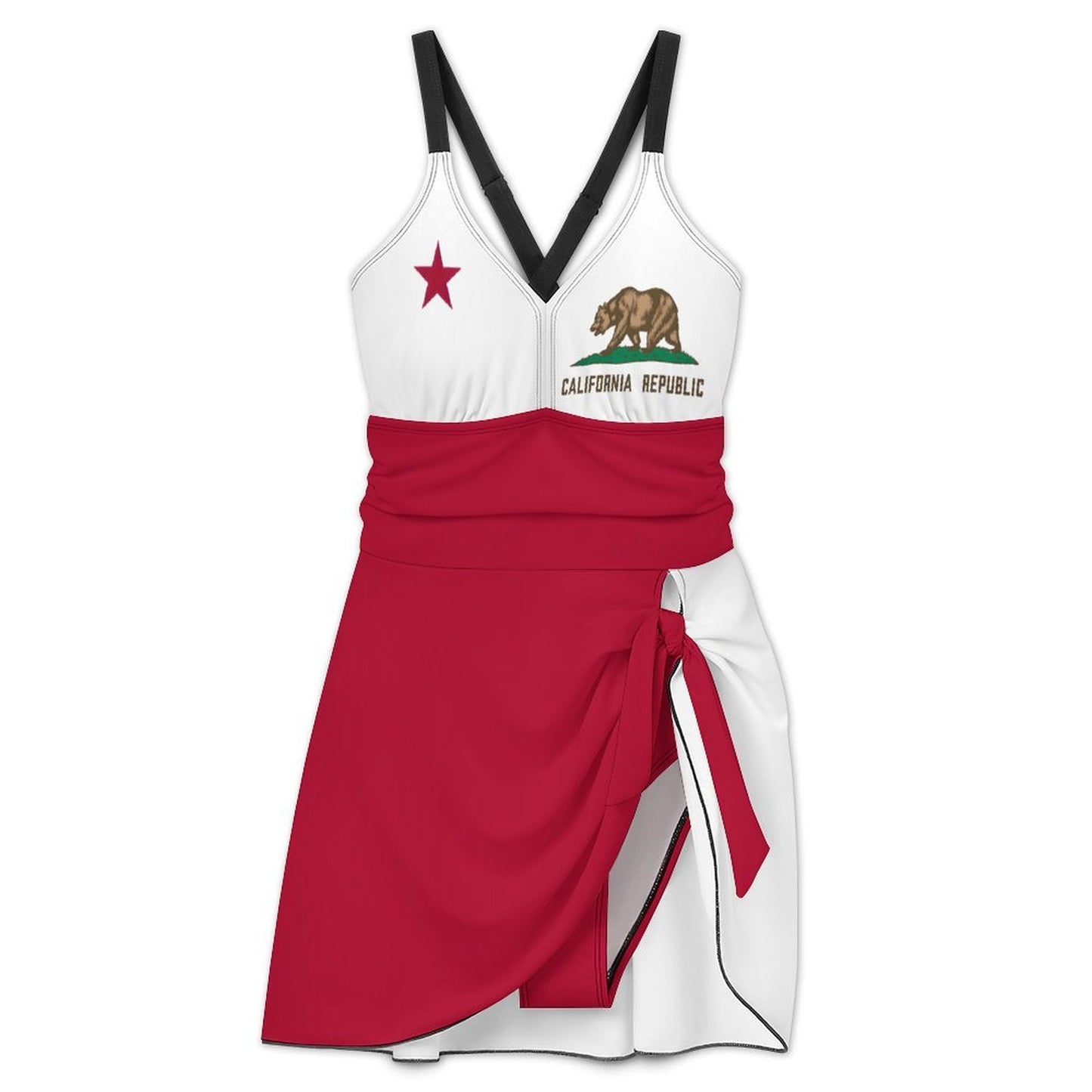 California Flag Inspired Women's Hem Tie One-piece Swimsuit