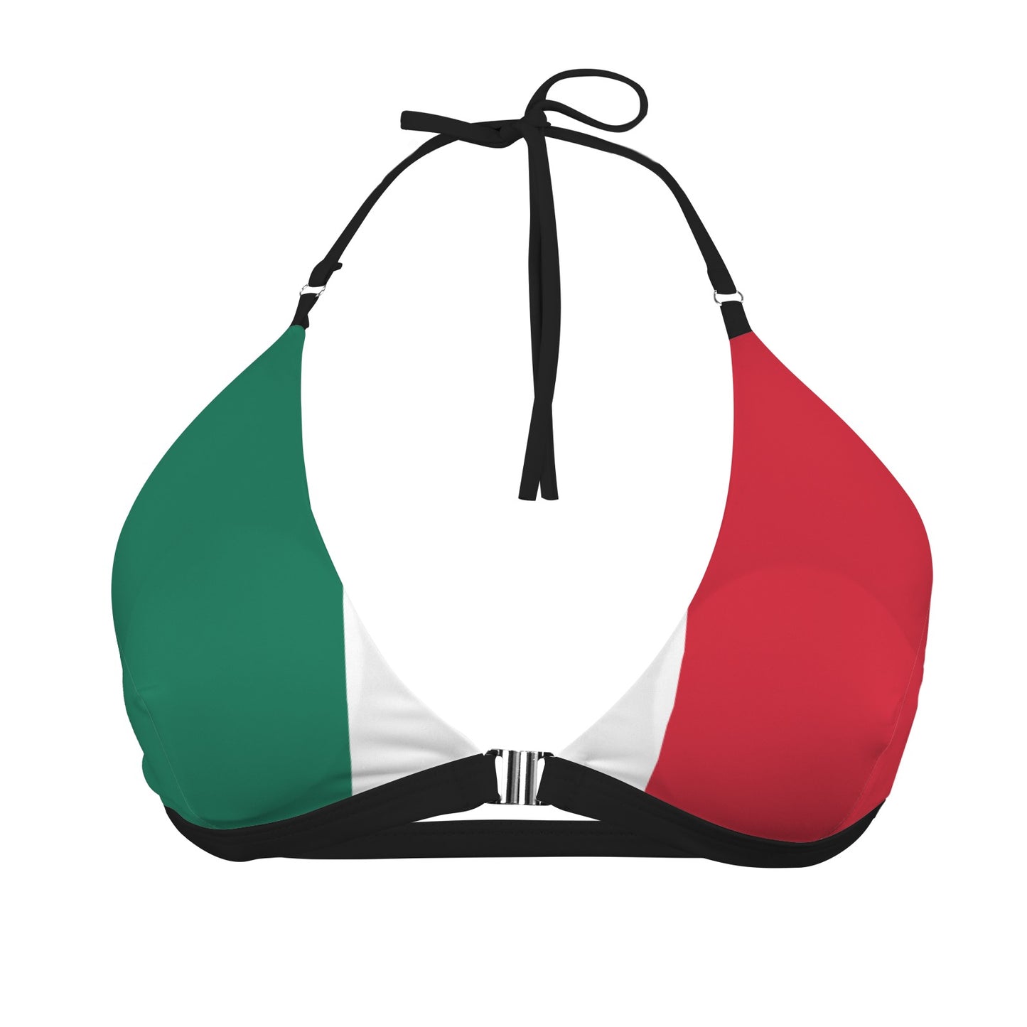 Mexico Flag Inspired Women's Halter Bikini Top with Front Buckle