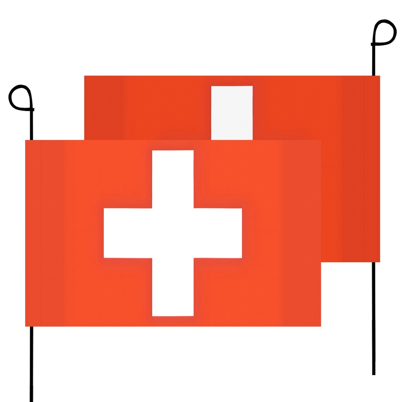 [Two Swiss flags with white cross, Luv My Flag.]