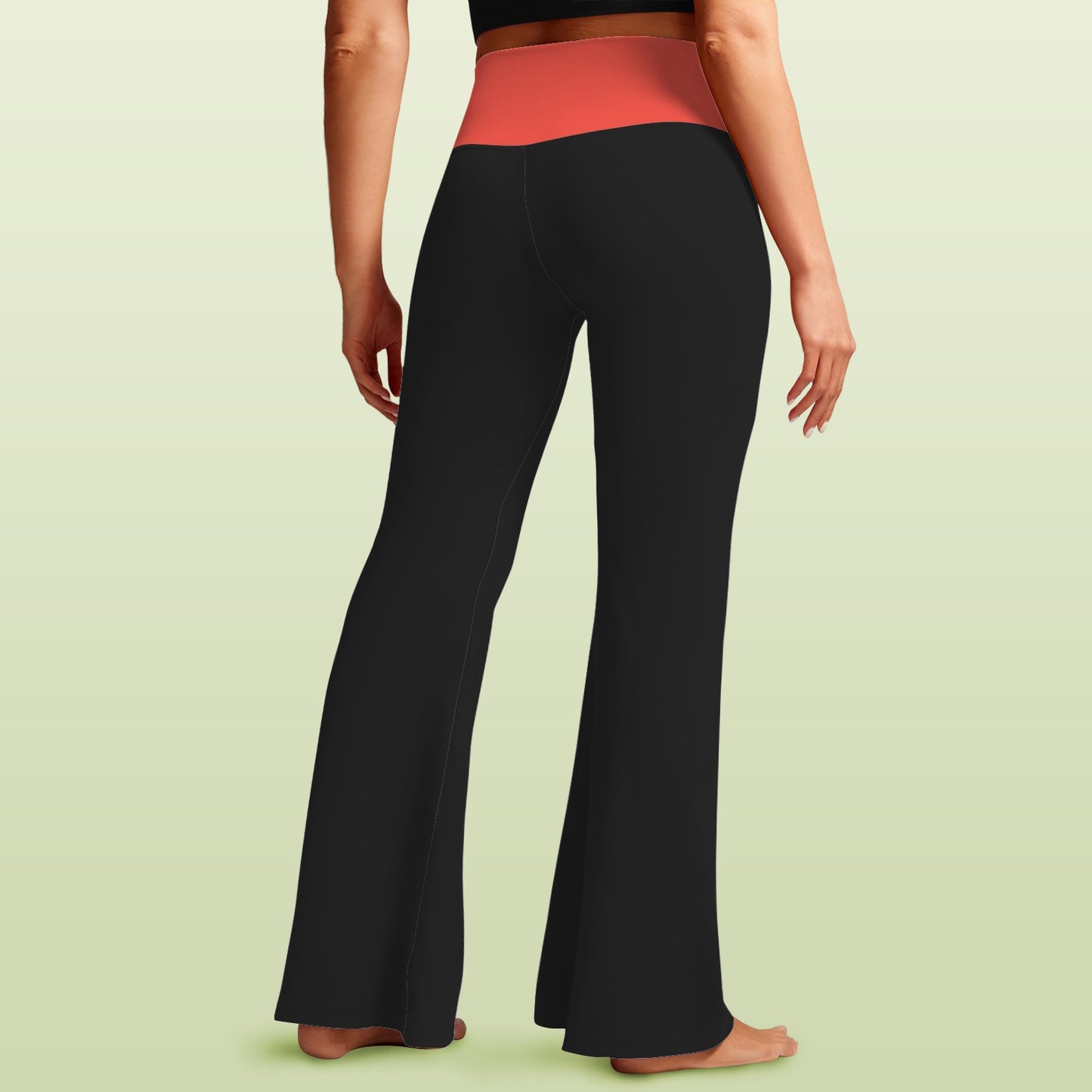 Thin Red Line Flag Inspired Women's V-Crossover High Waisted Flare Leggings