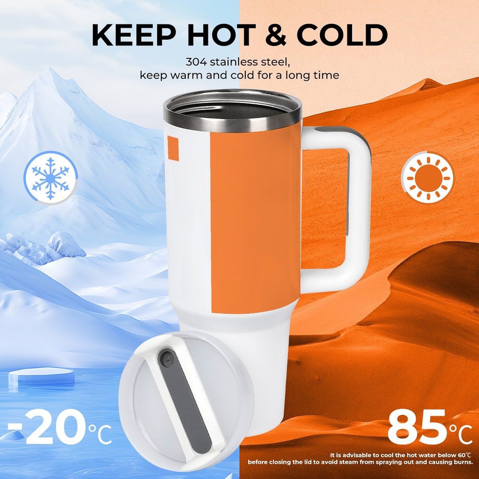[Brand] travel mug keeps drinks hot or cold effectively.