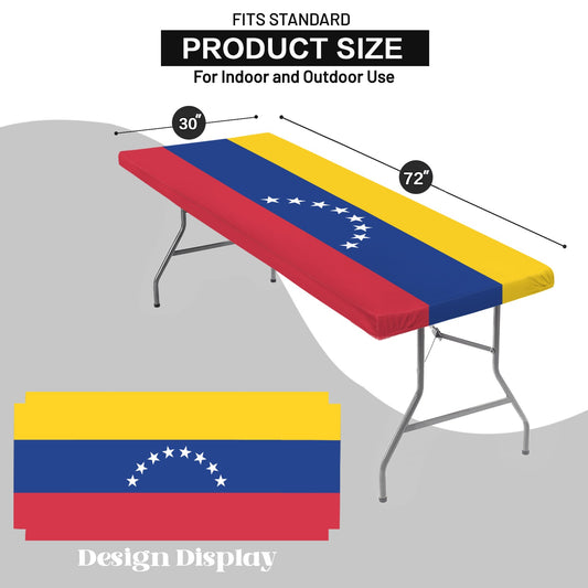 Venezuela Flag Inspired Custom Elastic Fitted Tablecloth 72x30 inch (Made in the USA)