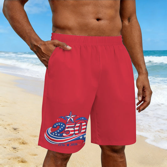 250 YEAR ANNIVERSARY USA/American Flag Inspired Men’s Draw String Pocket Beach Shorts Printed in the USA style-2