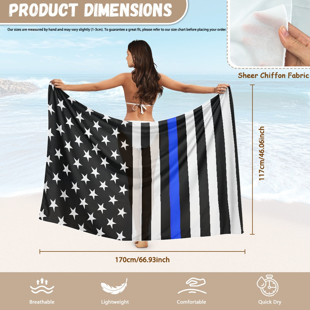 Thin Blue Line Flag Inspired Bikini Cover-Up Style-1