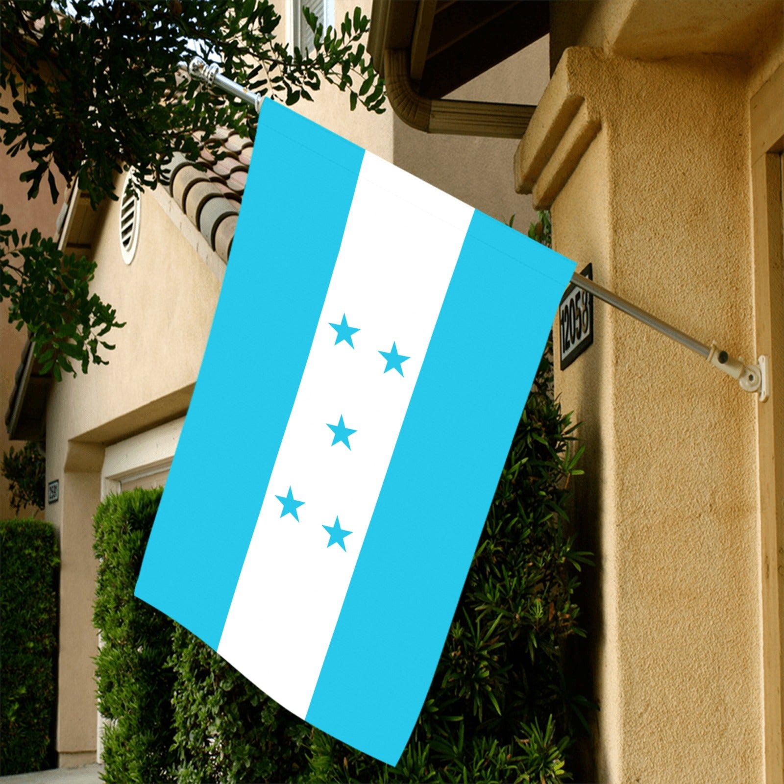 Flag with stars from Luv My Flag, outside house.