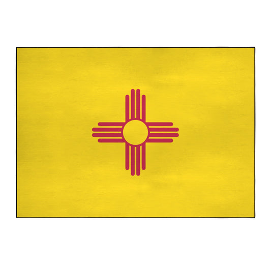 New Mexico Flag Inspired 84x60 Inch Area Rug with Black Binding (Made in the USA)