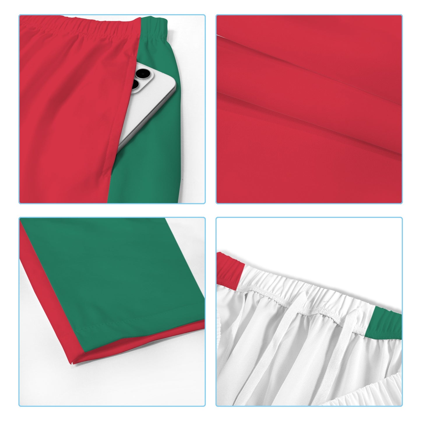 Mexico Flag Inspired Men’s Draw String Pocket Beach Shorts Printed in the USA