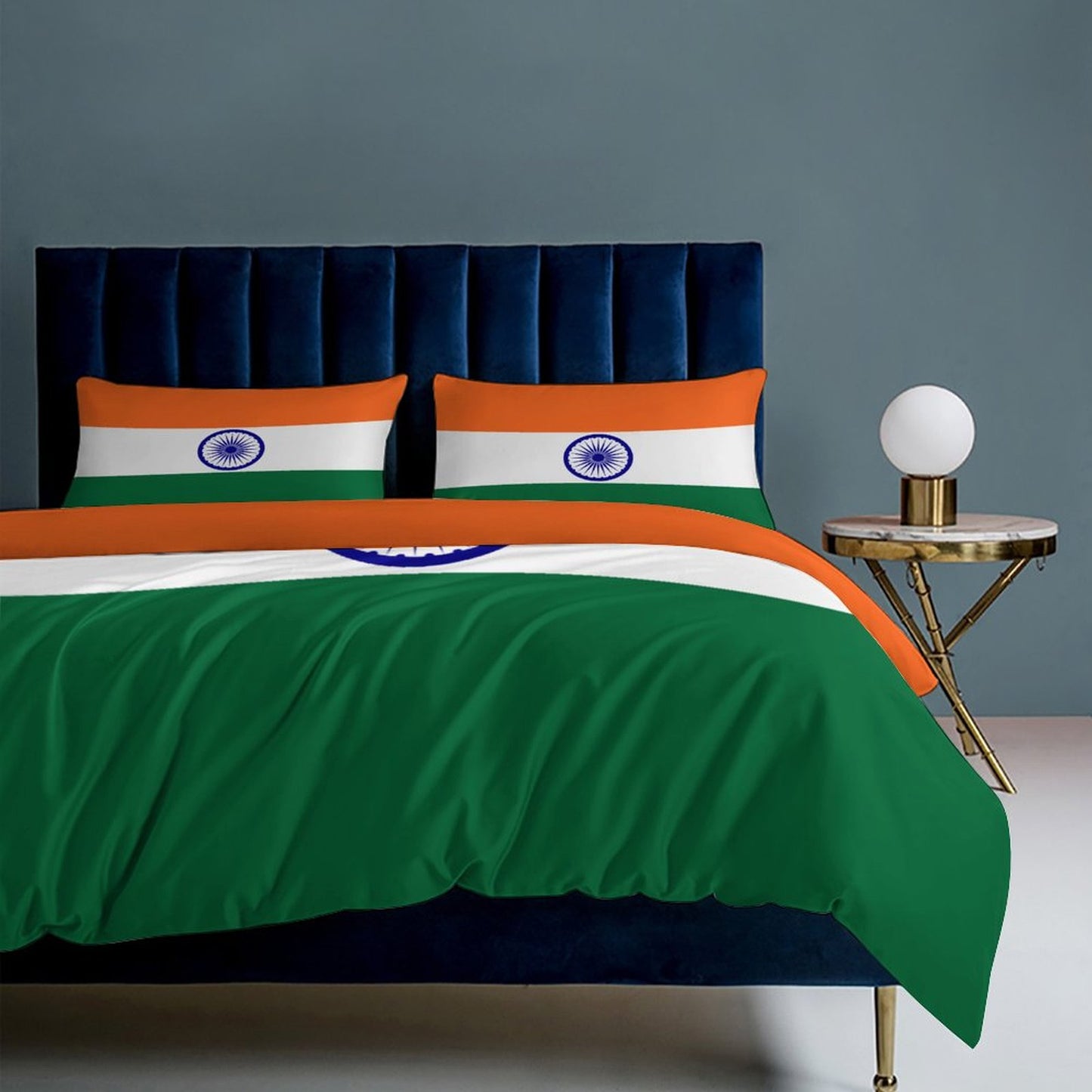 India Flag Inspired 3-Piece Bedding Set (1 Duvet Cover + 2 Pillow Shams) – 102"×90"