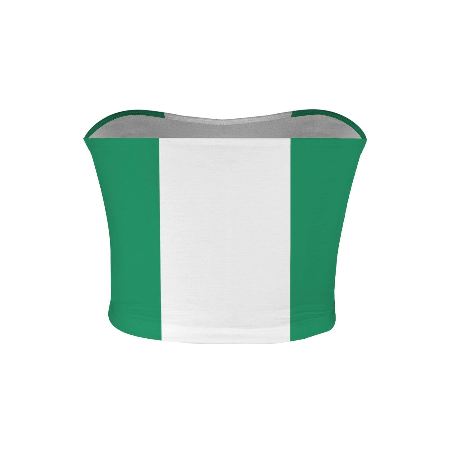 [Brand] Nigeria flag tube top, green and white stripes.