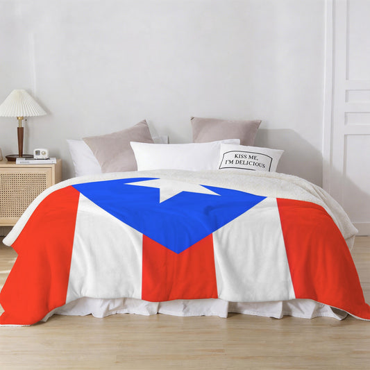 Puerto Rico Flag Inspired Sherpa Fleece Blanket 90" x 108" | Prtinted in the USA