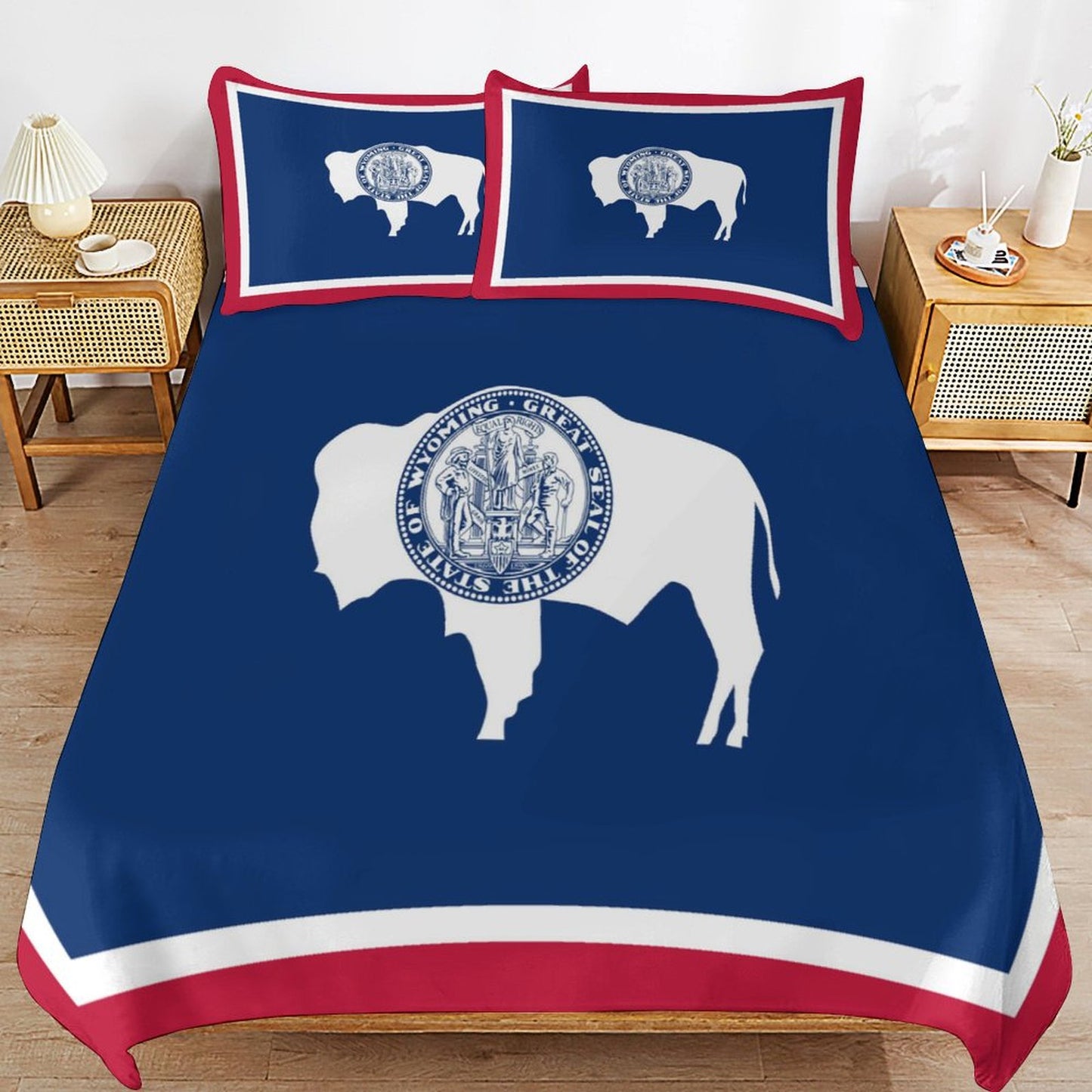 Wyoming Flag Inspired 3-Piece Bedding Set (1 Duvet Cover + 2 Pillow Shams) – 102"×90"