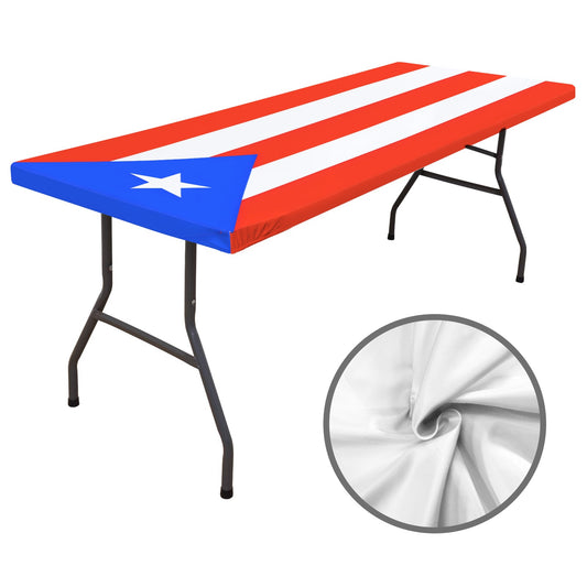 Puerto Rico Flag Inspired Custom Elastic Fitted Tablecloth 72x30 inch (Made in the USA)