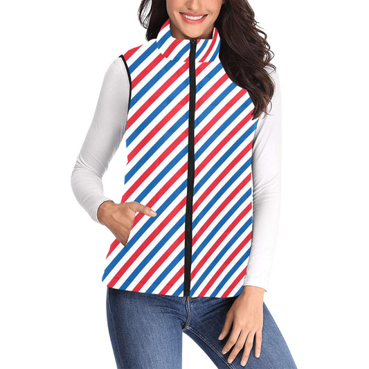 USA/American Flag Inspired Striped Pattern Women's Padded Vest