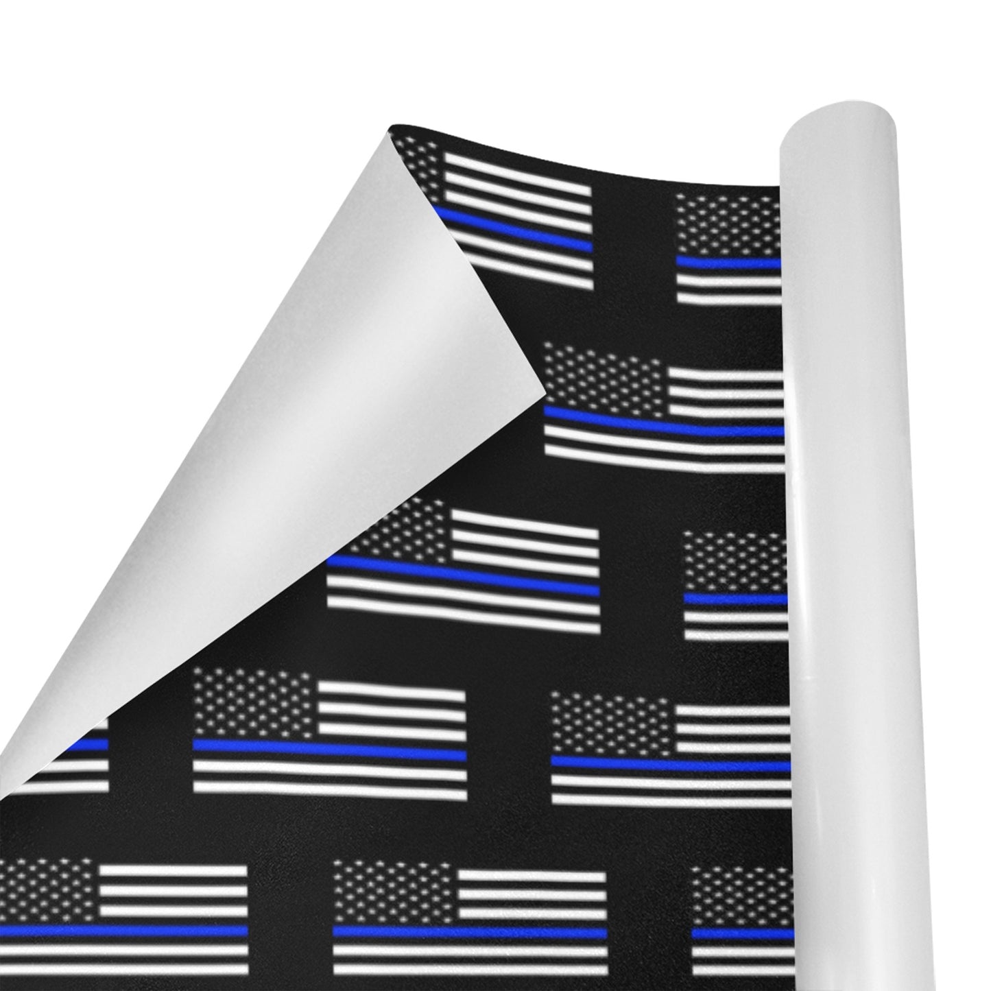 Thin Blue Line Flag Inspired Custom Gift Wrapping Paper 58"x 22.5" (4 Rolls)