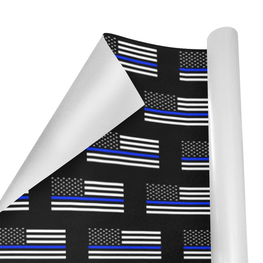 Thin Blue Line Flag Inspired Custom Gift Wrapping Paper 58"x 22.5" (4 Rolls)