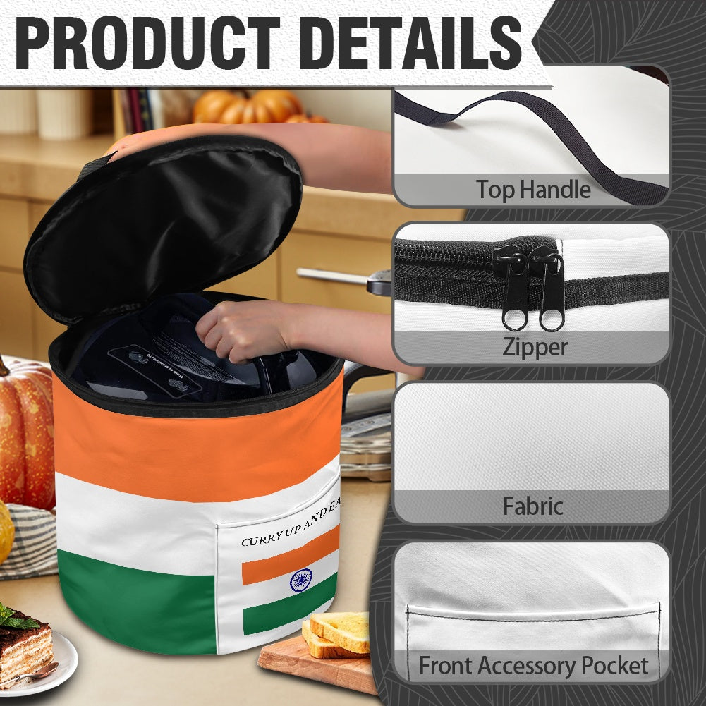India Flag Inspired "CURRY UP AND EAT!" Electric Pressure Cooker Insulation Bag