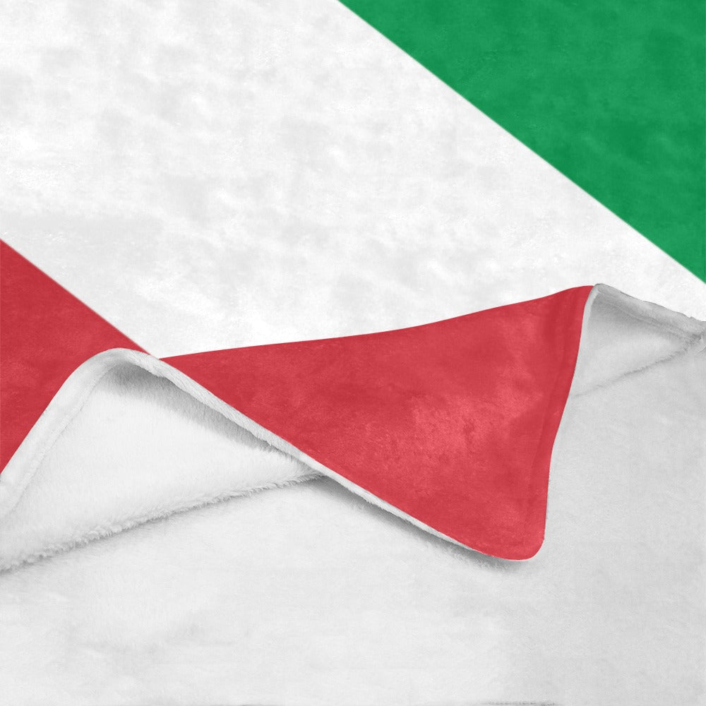 Luv My Flag Italian flag blanket with soft white underside.