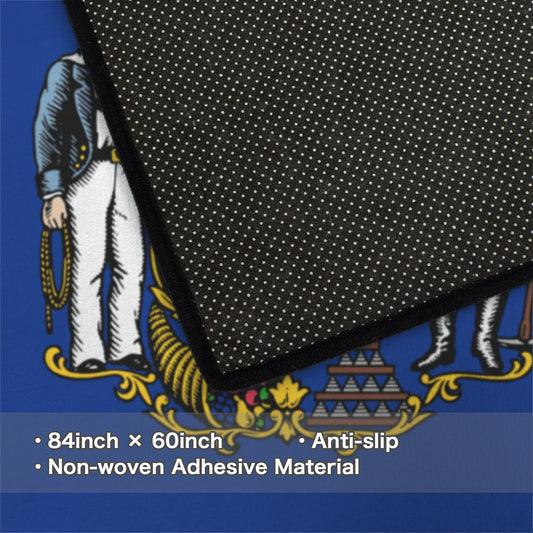 Wisconsin Flag Inspired 84x60 Inch Area Rug with Black Binding (Made in the USA)