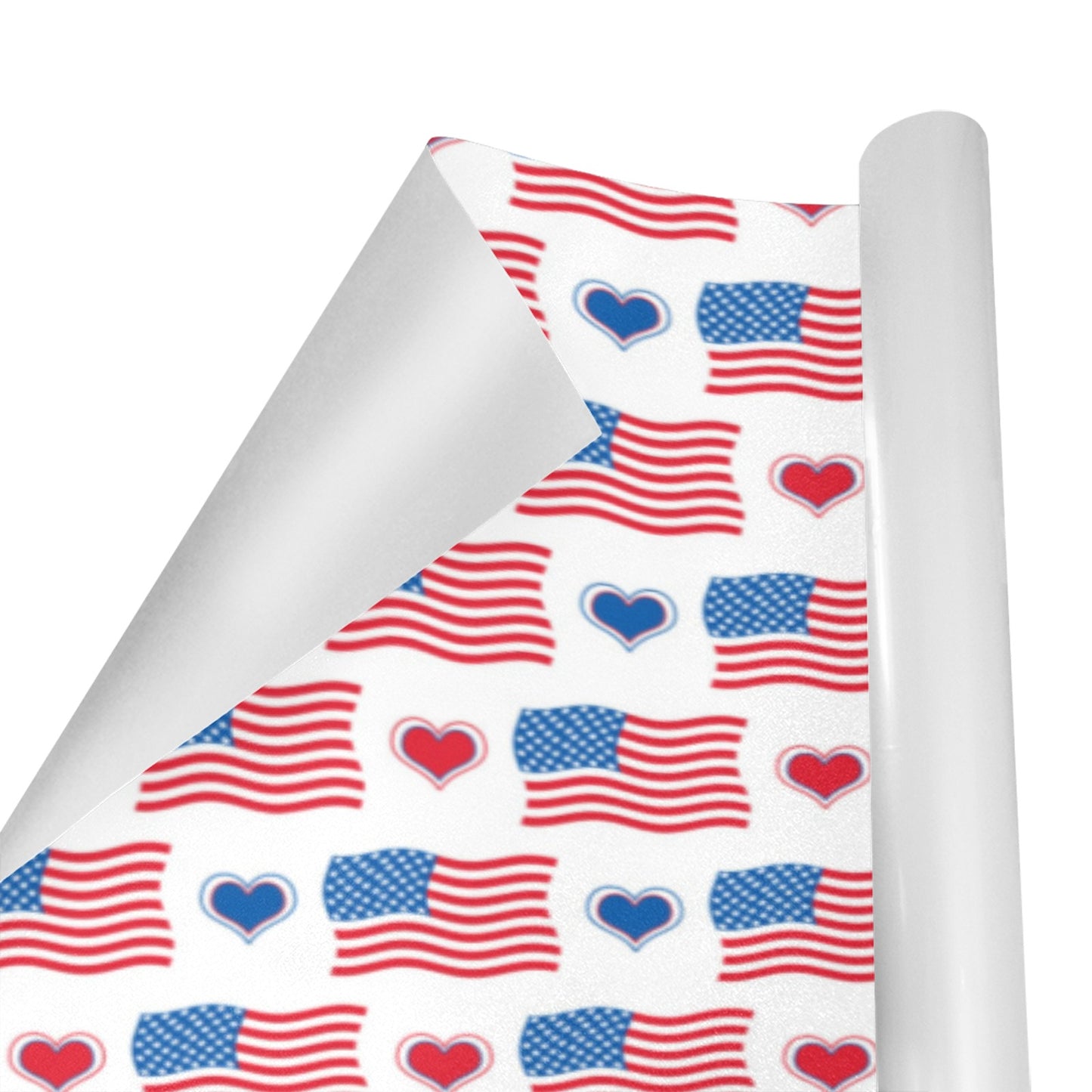 USA/American Flag Inspired Flag and Hearts Pattern Custom Gift Wrapping Paper 58"x 22.5" (4 Rolls)