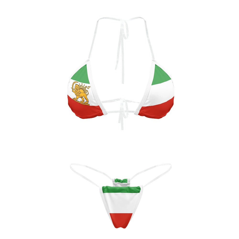 Iran Lion & Sun Flag Inspired Transparent String Bikini