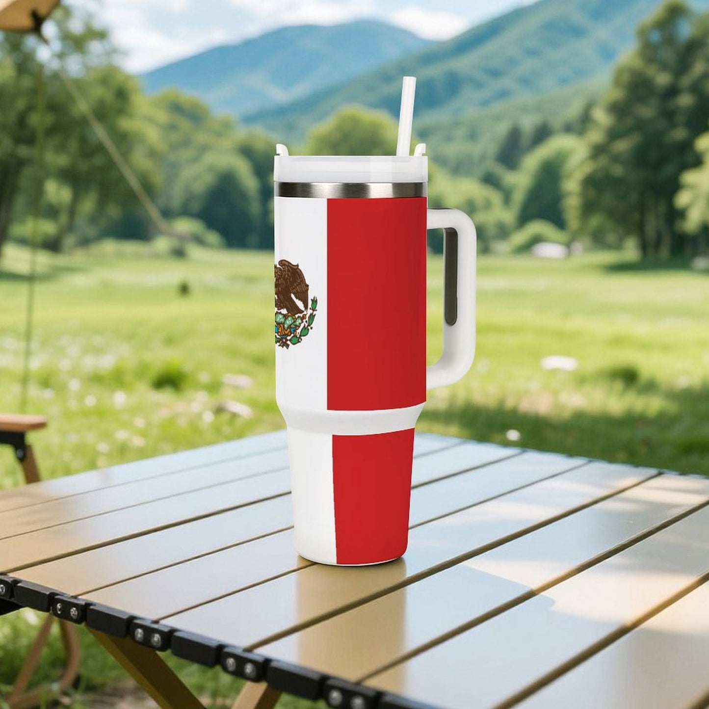 Mexico Flag Design 40 oz Stainless Steel Tumbler | Made in USA