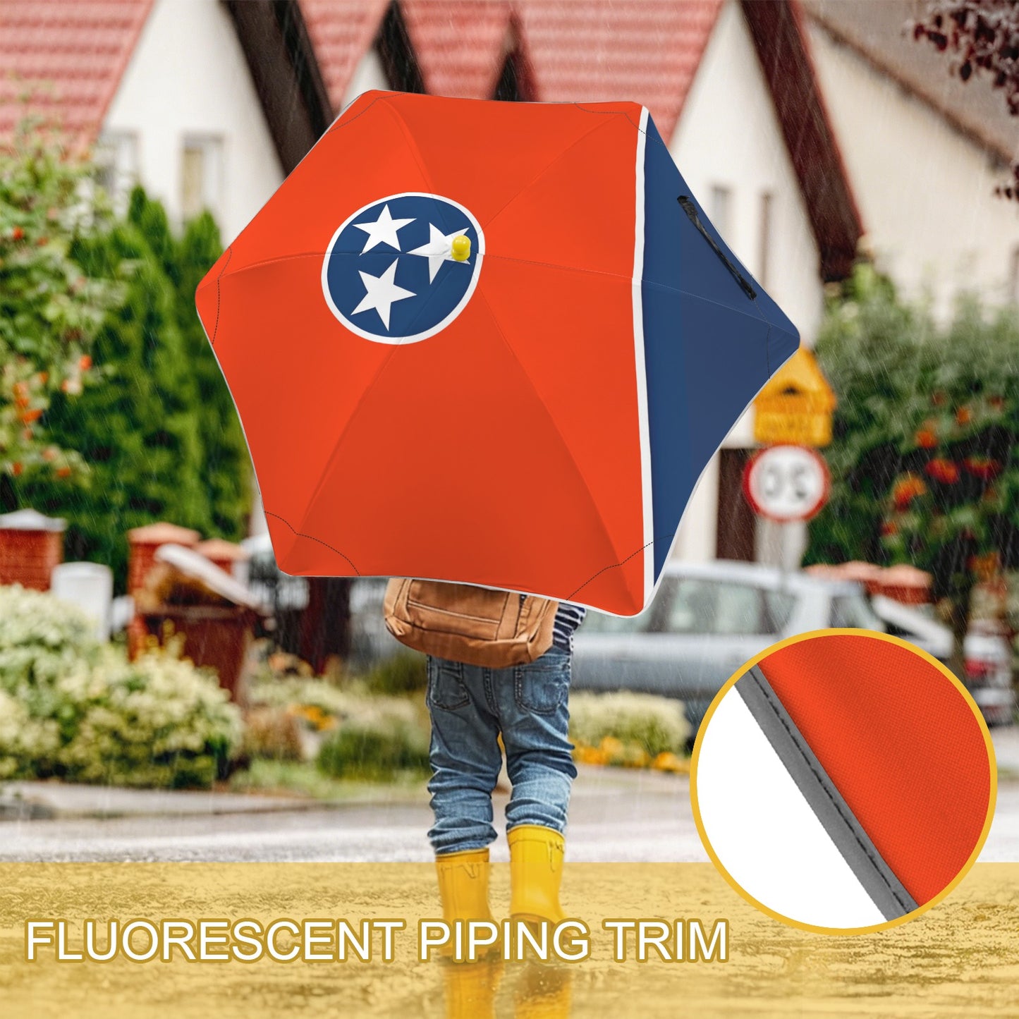 Tennessee Flag Inspired Kids Safe Round Corner Umbrella