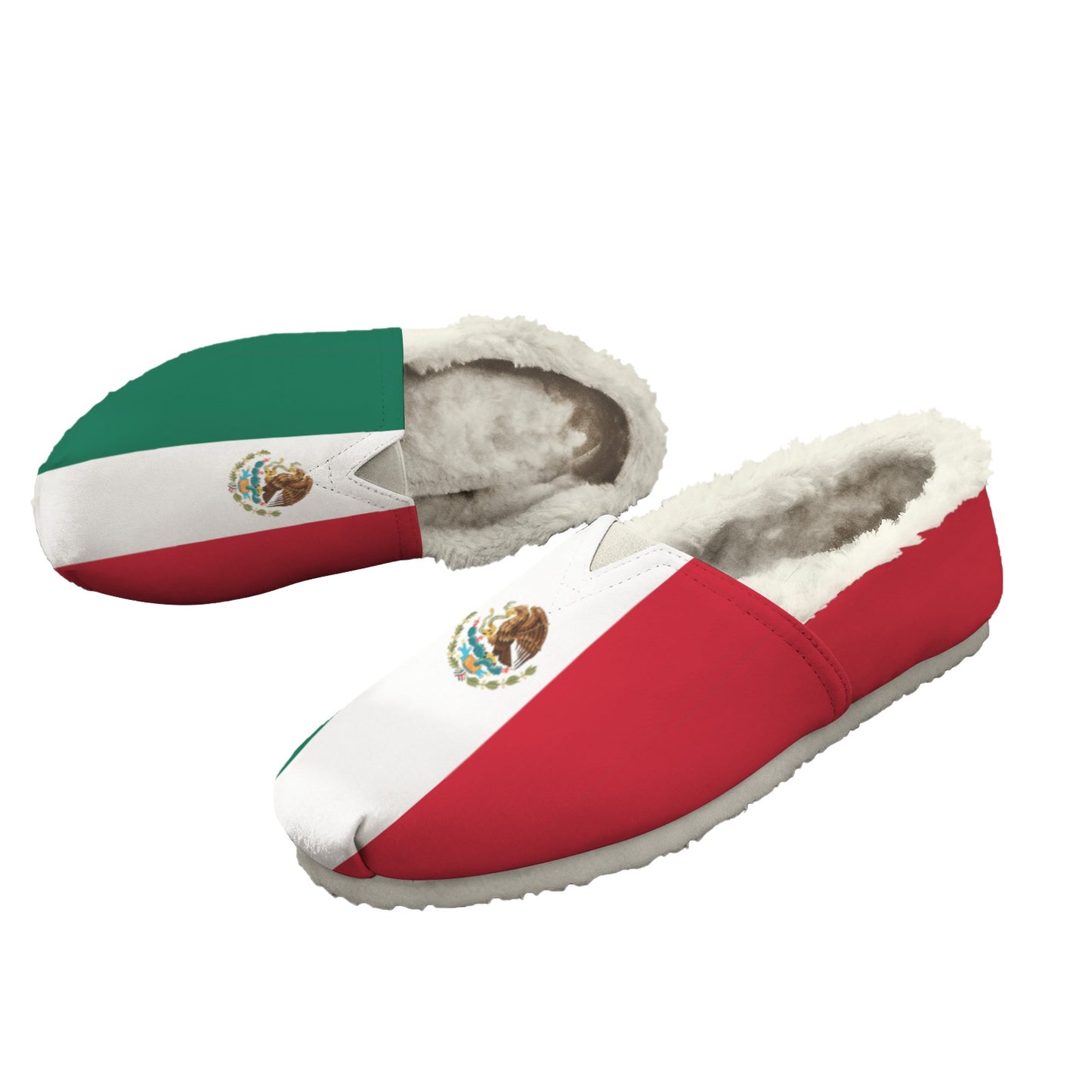 Mexico Flag Inspired Women's Fleece-Lined Canvas Slip-On