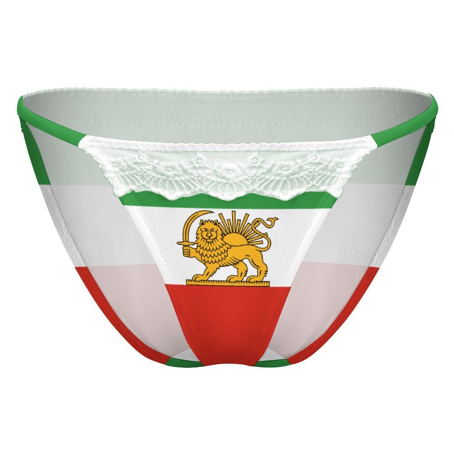 Iran Lion and Sun Flag Inspired Lace Trim Underwear