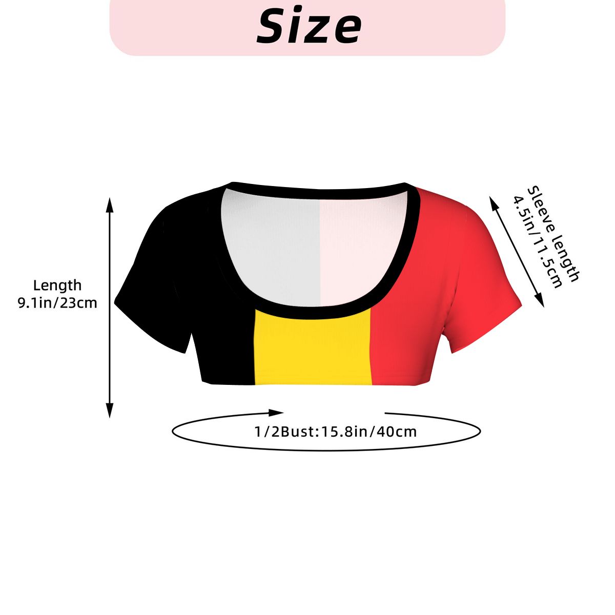Belgium Flag Inspired Women's 1/2 Cut Short Sleeve T-Shirt