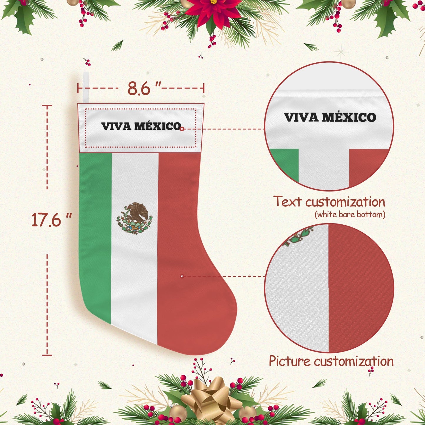 Mexico Flag Christmas Stocking(Made in USA)