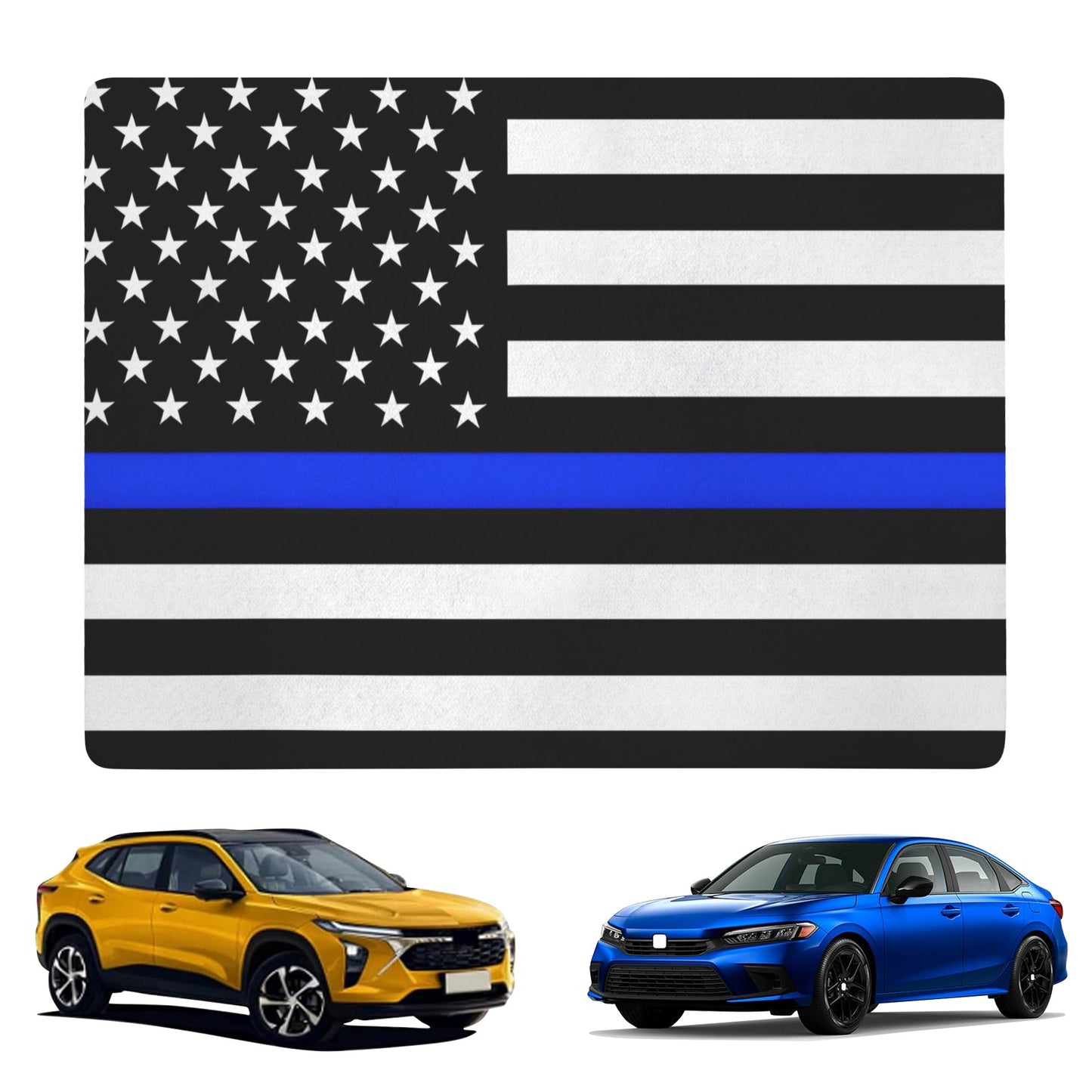 Thin Blue Line Flag Inspired Car Trunk Mat 100 × 75 cm / 39.4 × 30 in Printed in the USA