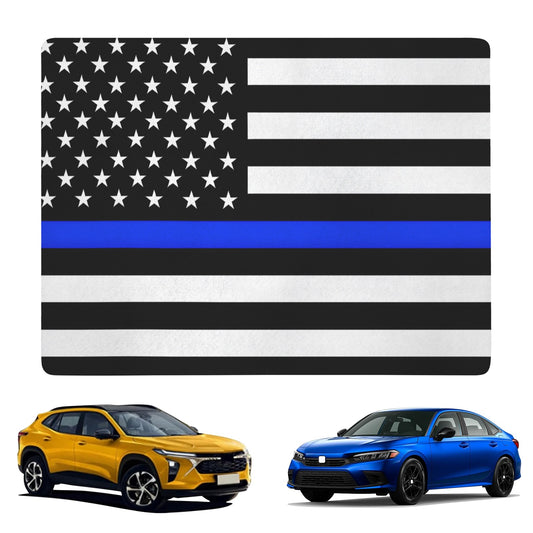 Thin Blue Line Flag Inspired Car Trunk Mat 100 × 75 cm / 39.4 × 30 in Printed in the USA
