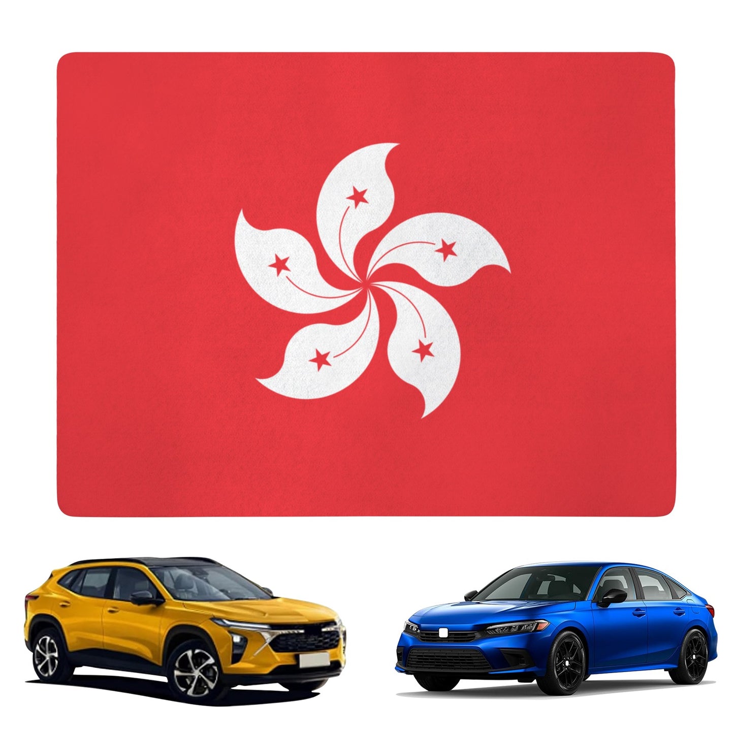 Hong Kong Flag Inspired Car Trunk Mat 100 × 75 cm / 39.4 × 30 in Printed in the USA